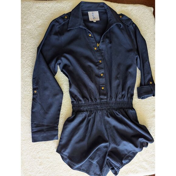 Southern Saint Blue Collar adjustable arm length romper  Sz S - Picture 8 of 9